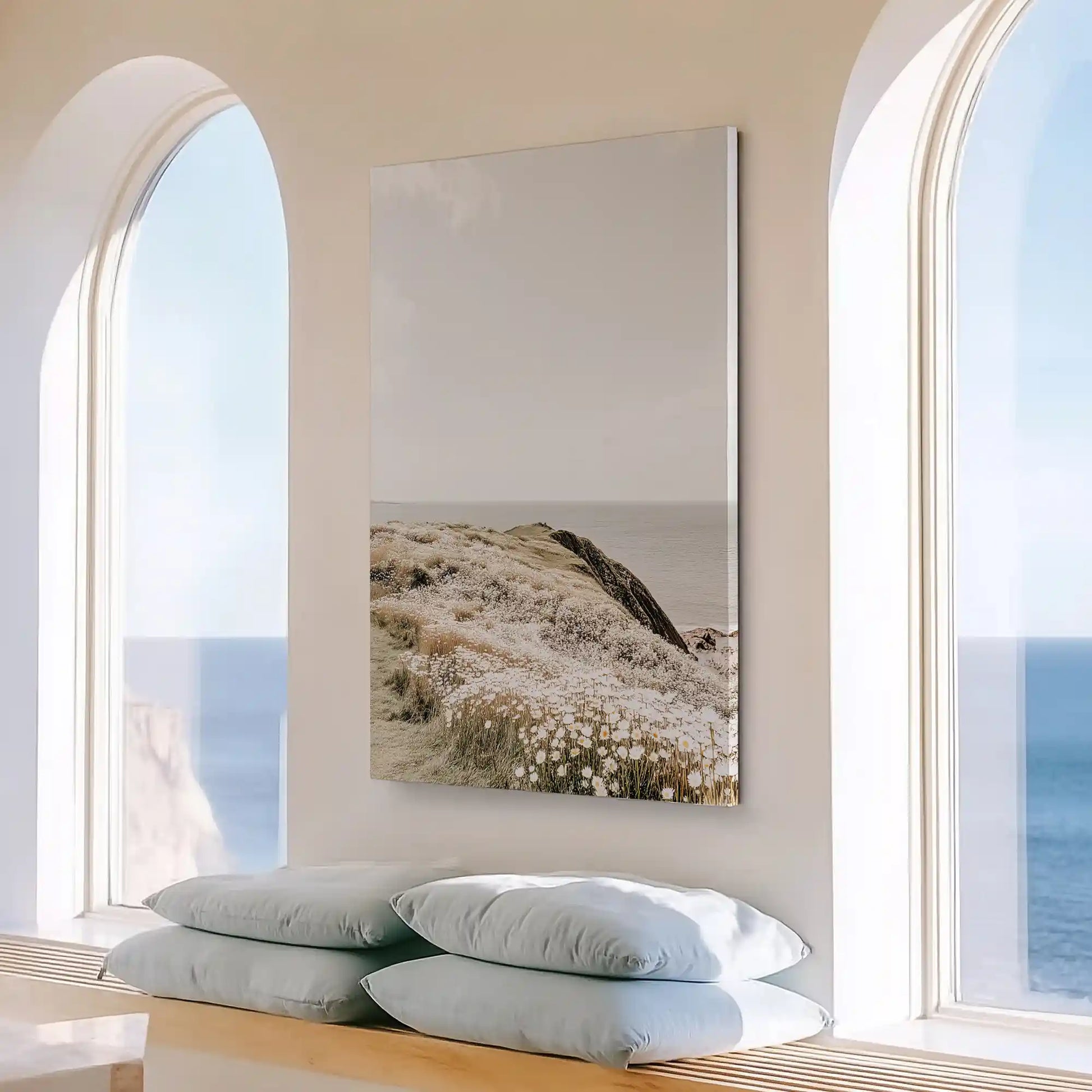 Large coastal meadow painting perfect for above the sofa placement