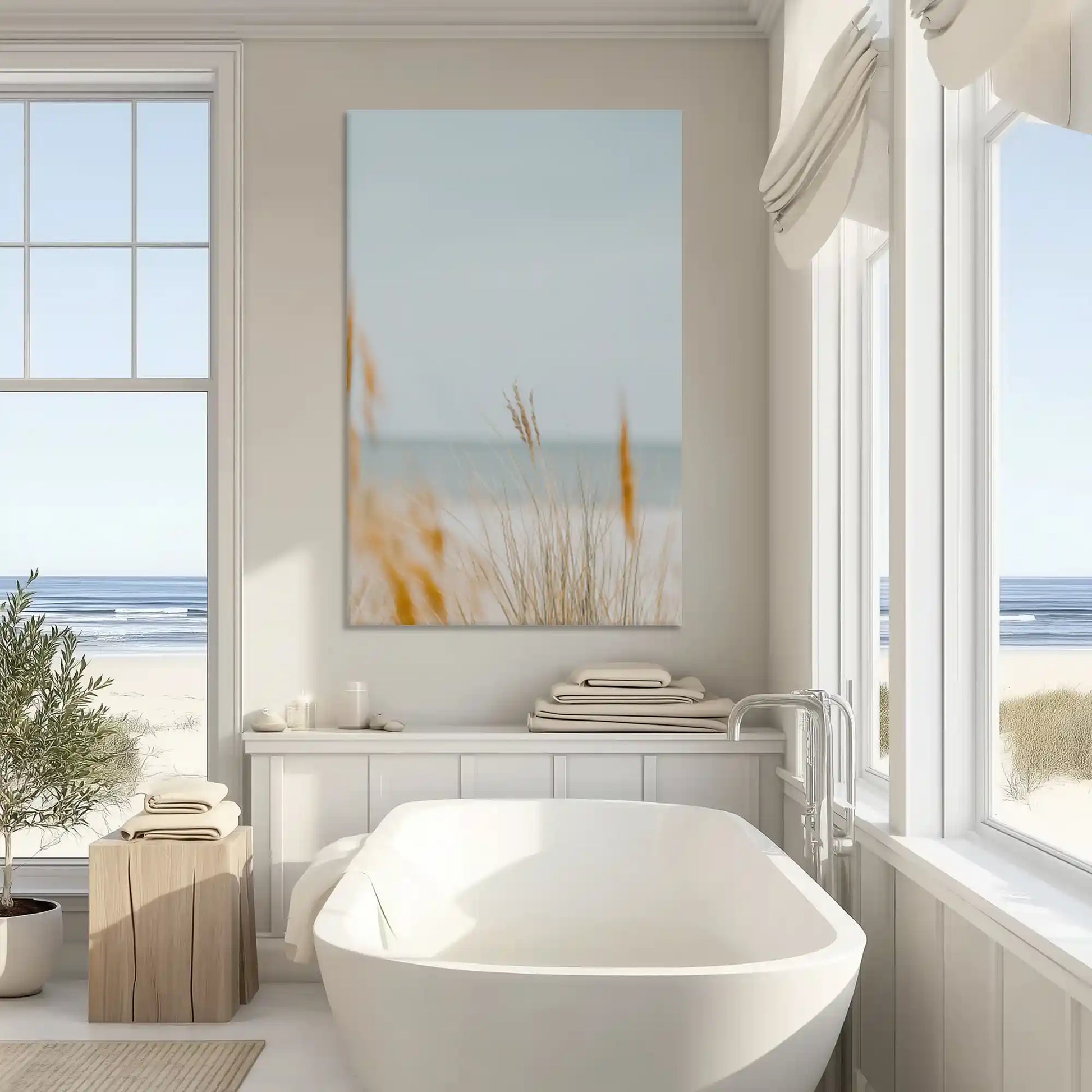 Serene tall grasses painting enriching modern wall decor settings