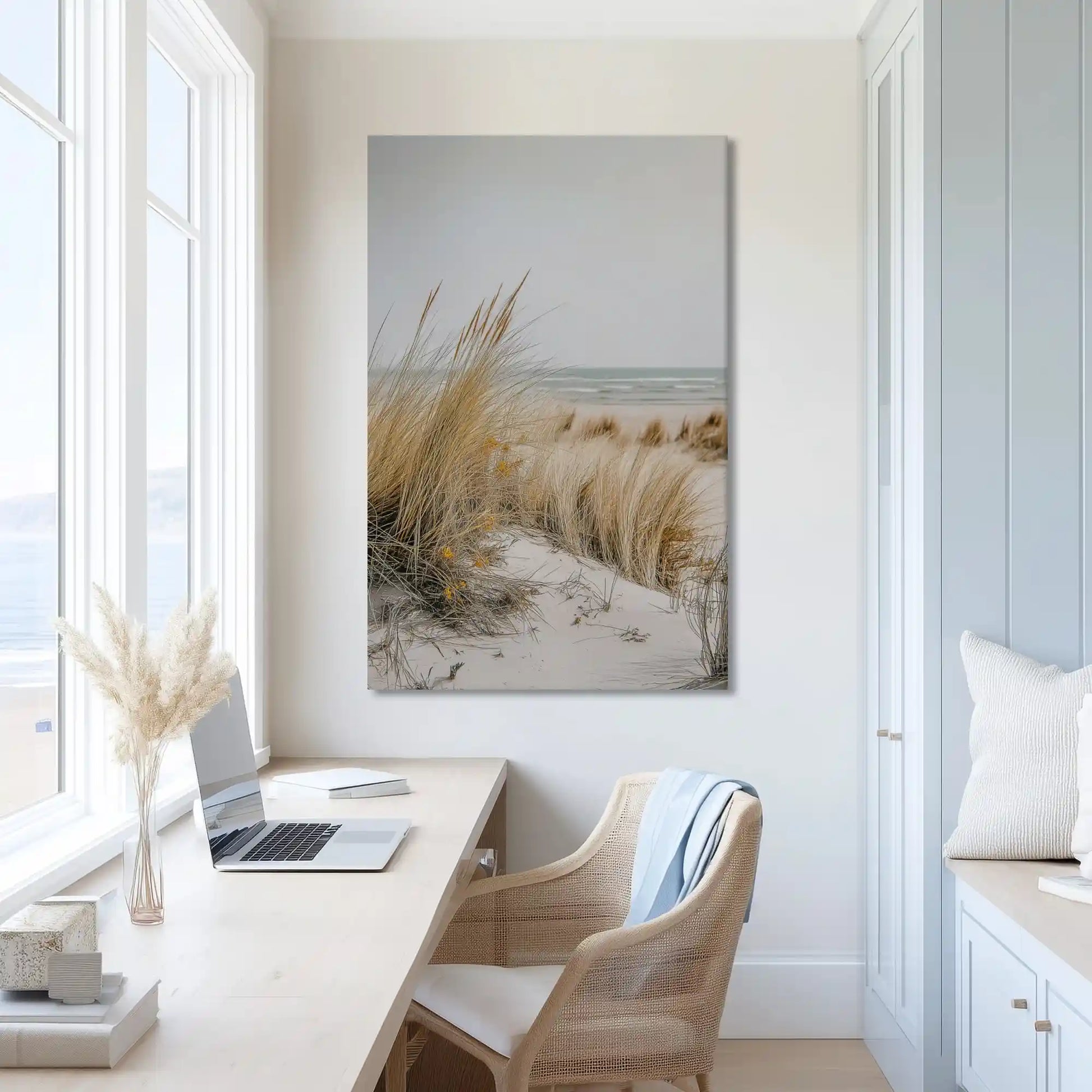 Extra large dune grass canvas wall art showcasing natural textures for bright interiors
