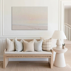 Large shoreline canvas print perfect for above sofa placement in airy spaces