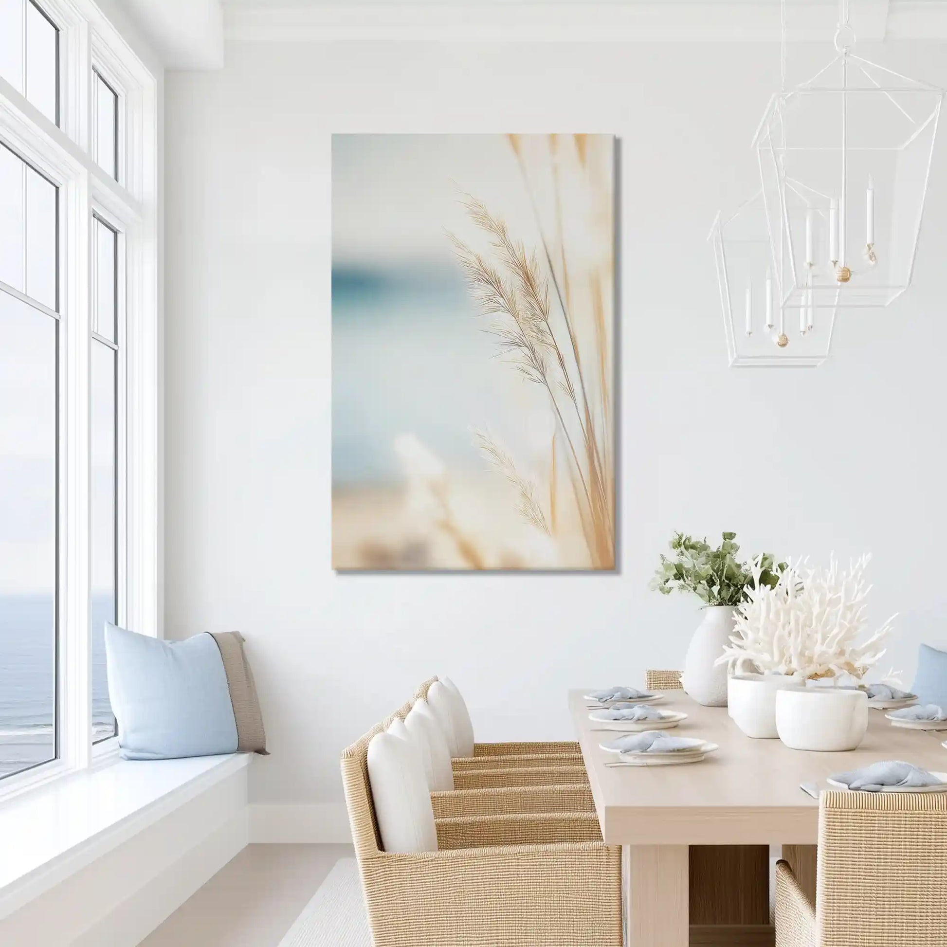Oversized dune reeds canvas wall art for calming bathroom retreat
