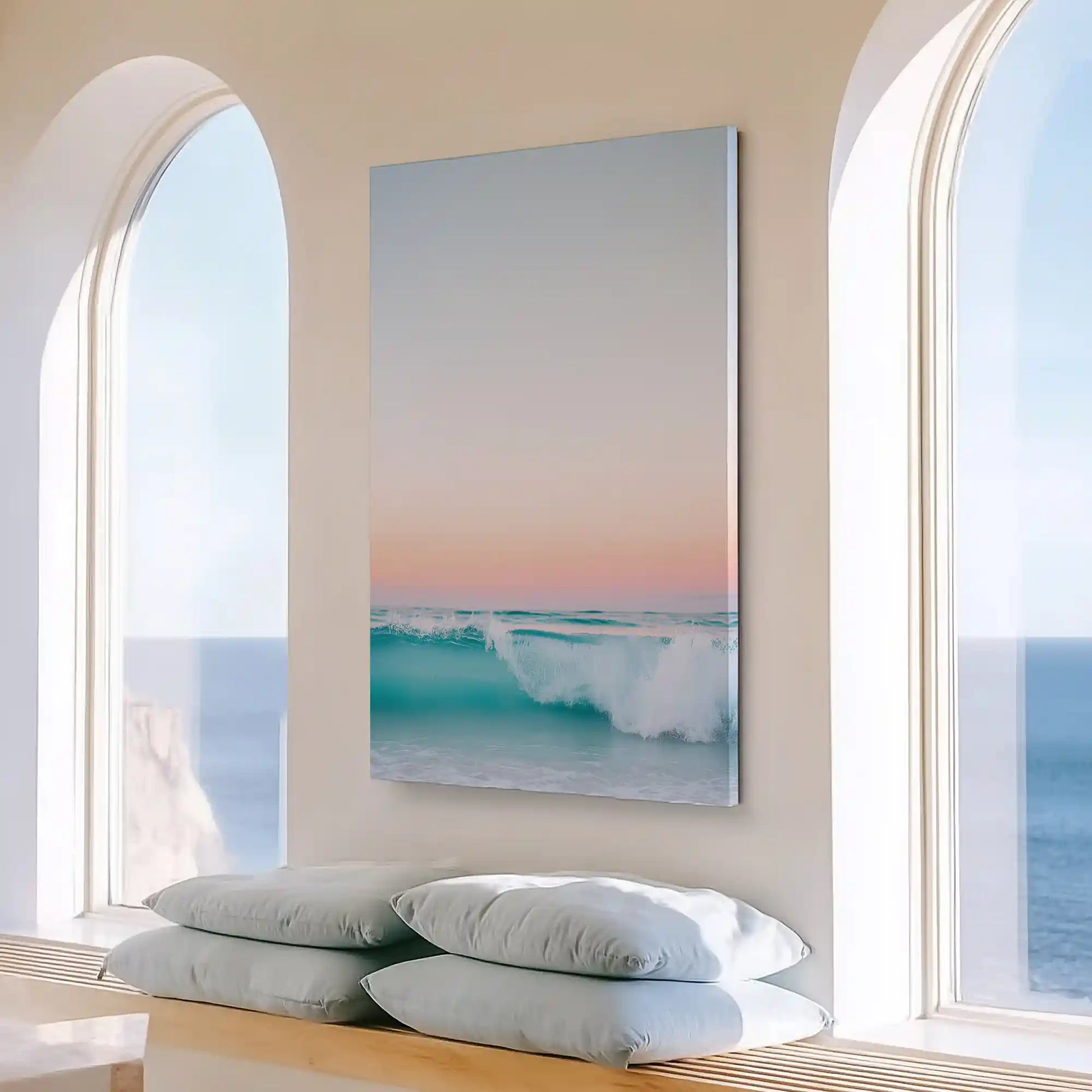 Large pastel ocean painting perfect for above the sofa placement