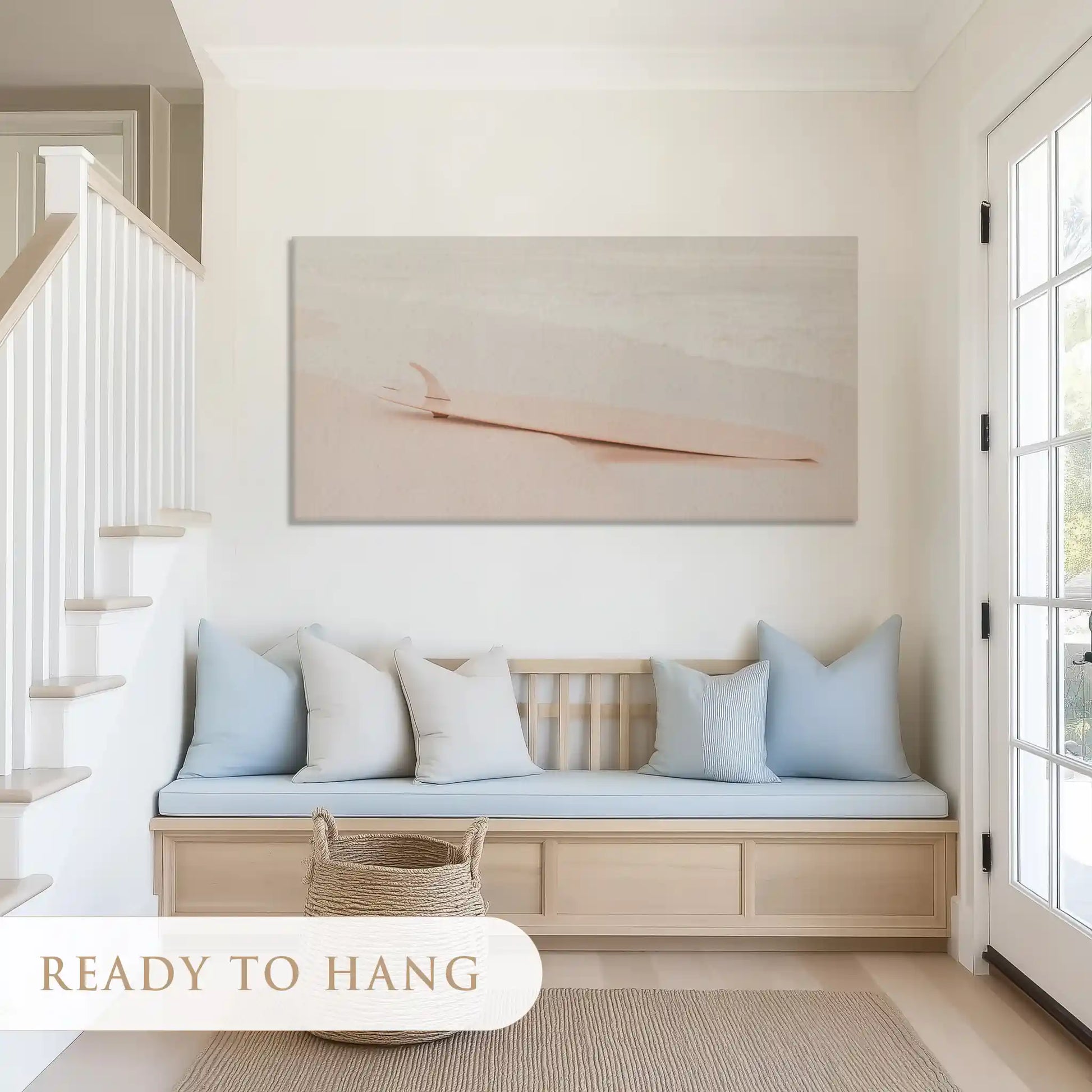 Textured seascape canvas wall art showcasing calming beige waves and minimalist coastal charm