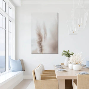 Peaceful pampas botanical painting with muted hues, ideal for dining room or bedroom design