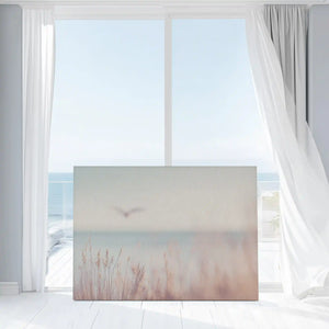 Pastel tones beach grass wall art bringing calm and airy seaside mood