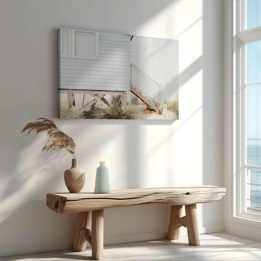 Light blue cottage wall decor bringing airy and calm seaside mood to interiors