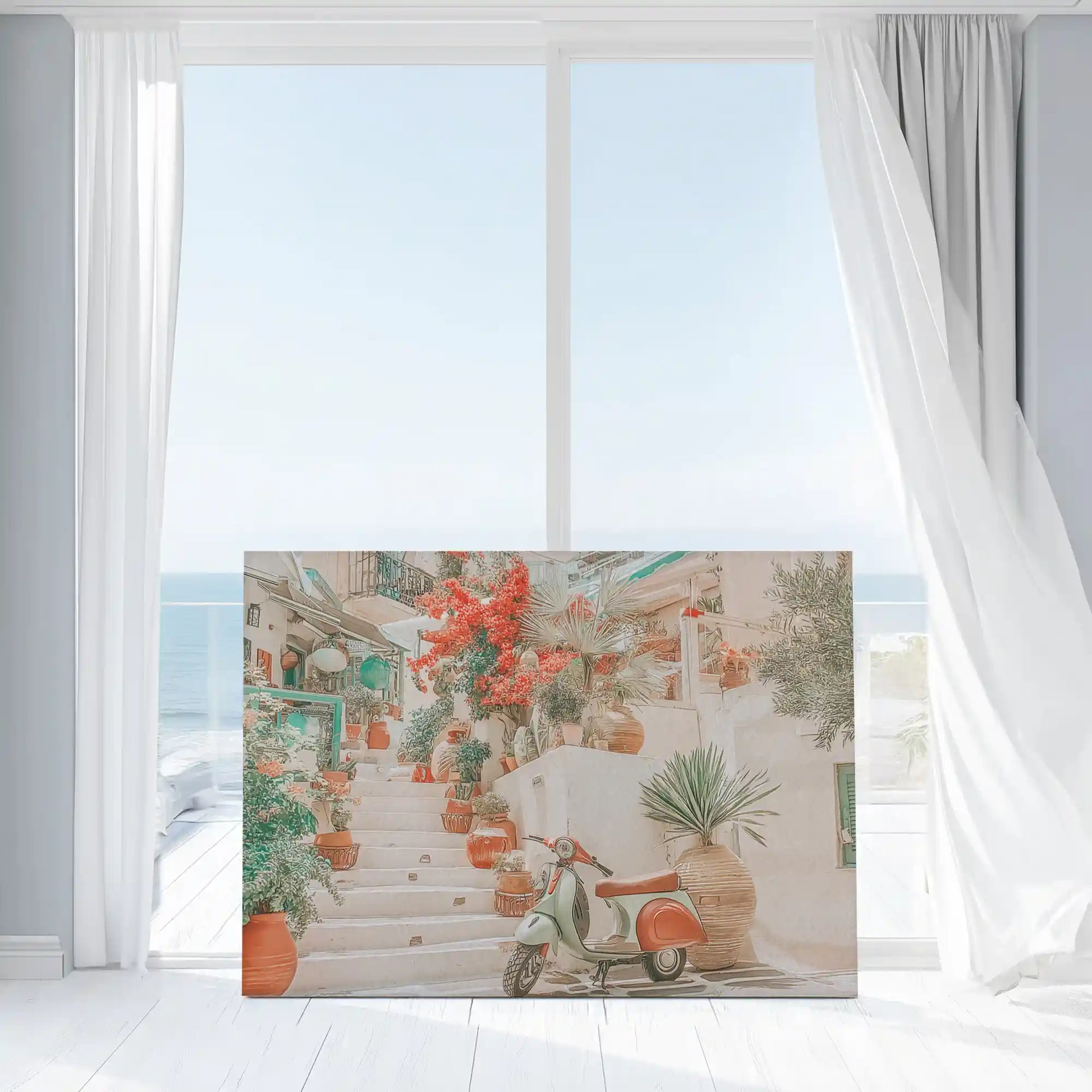 Warm rustic wall decor bringing lively and colorful coastal mood to interiors