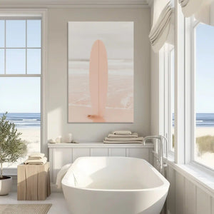 Serene pastel surfboard canvas art enhancing modern beach inspired wall decor