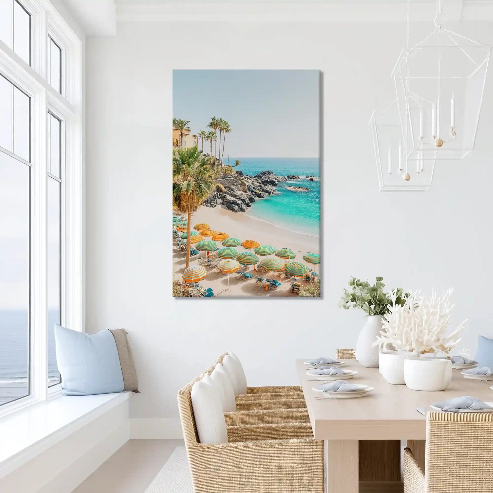 Oversized seaside umbrella canvas print ideal for airy sunlit living room