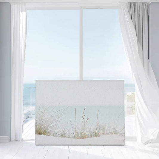Light neutral shoreline wall decor bringing airy and calming mood to interiors