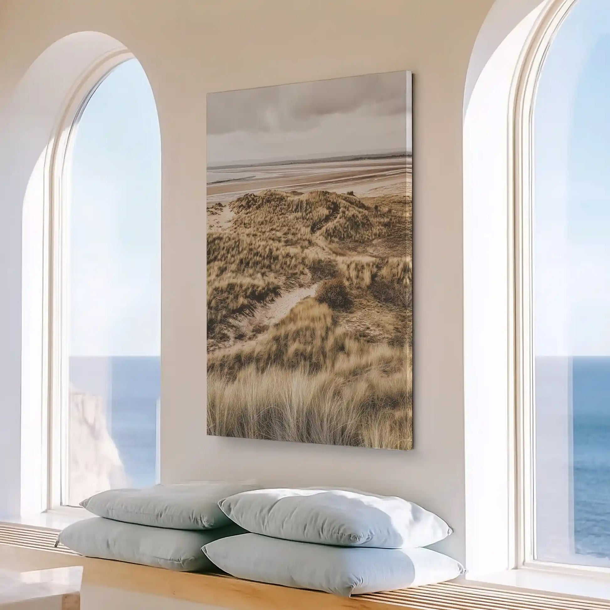 Large coastal dune scene painting perfect for above the sofa placement