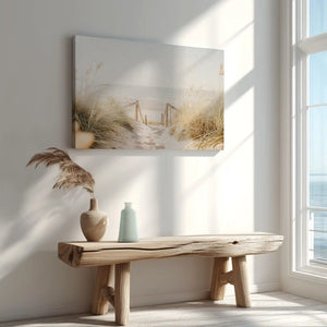 Large dune path canvas print perfect for above sofa placement in airy rooms