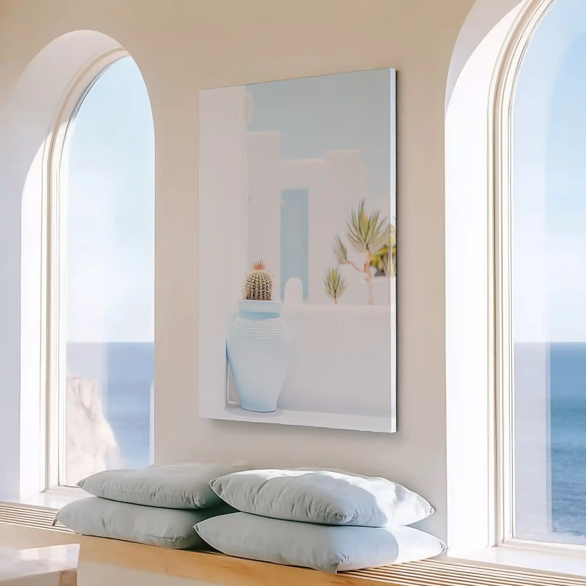 Large Mediterranean pottery painting perfect for bright dining room walls