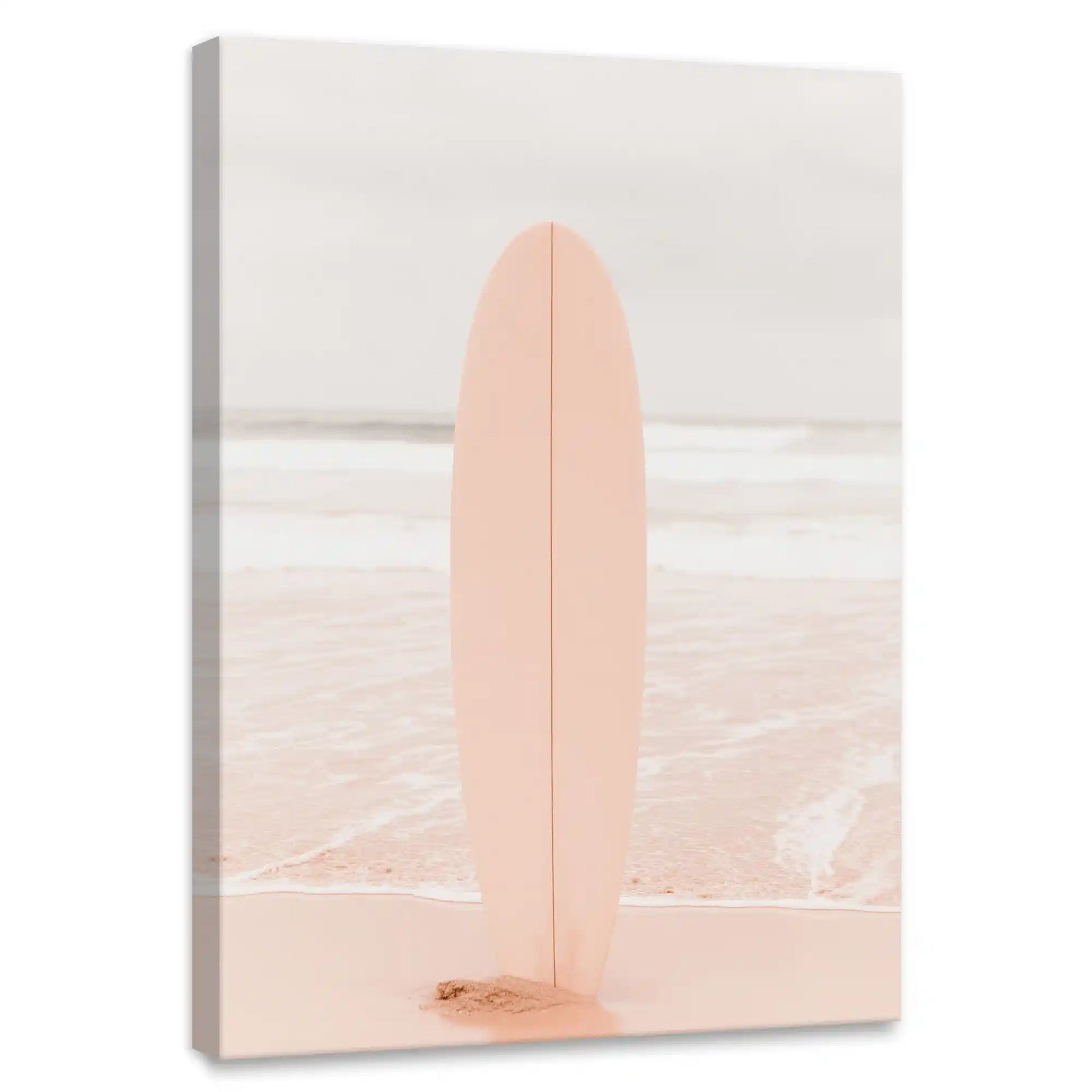 Minimalist surfboard canvas wall art for modern coastal living room design