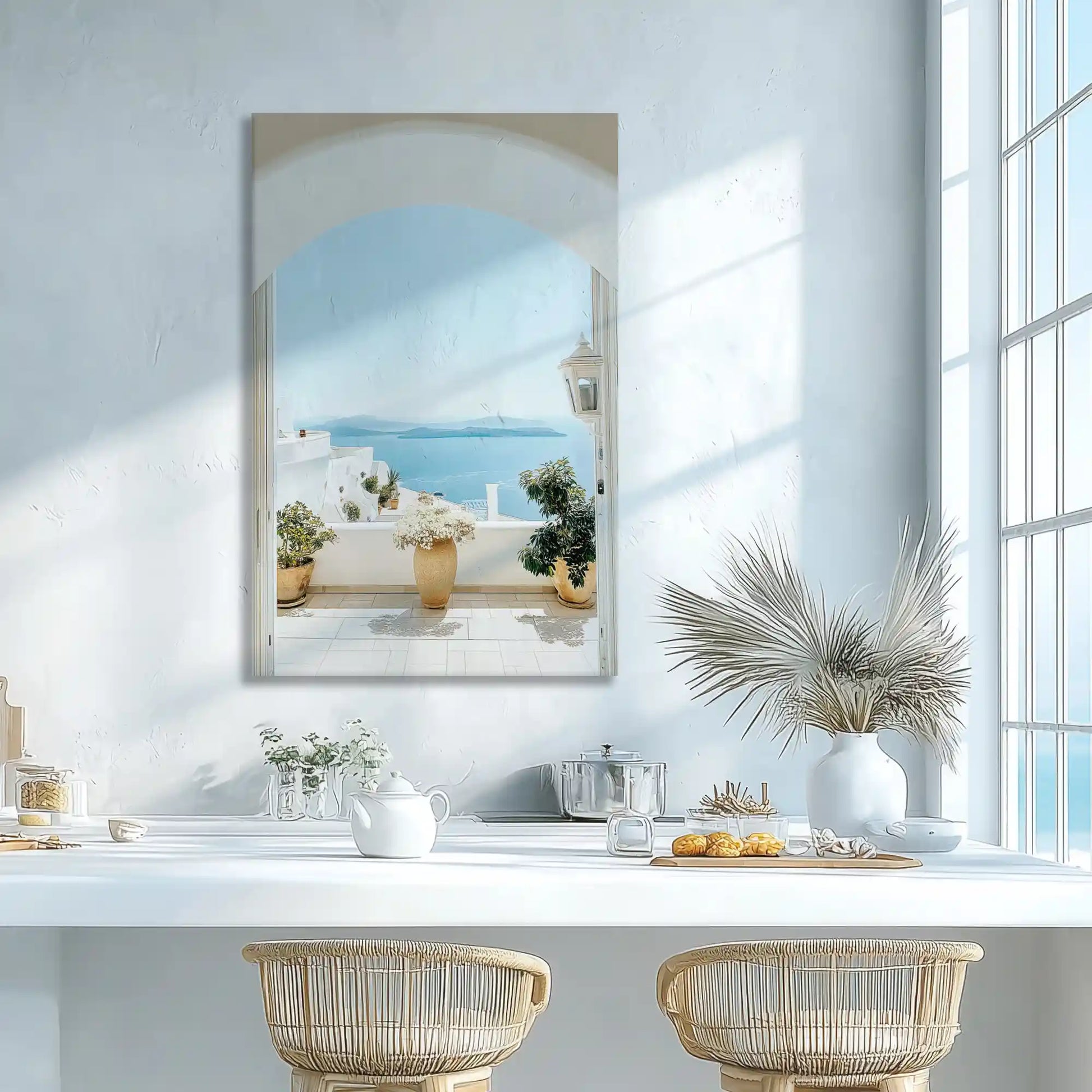Soft aqua seascape canvas print adding serene elegance to coastal-inspired wall decor