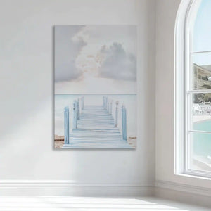 Soft pastel pier wall art bringing calming serenity to modern home decor
