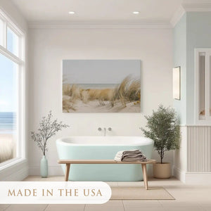 Peaceful dune landscape painting adding natural coastal charm to interiors