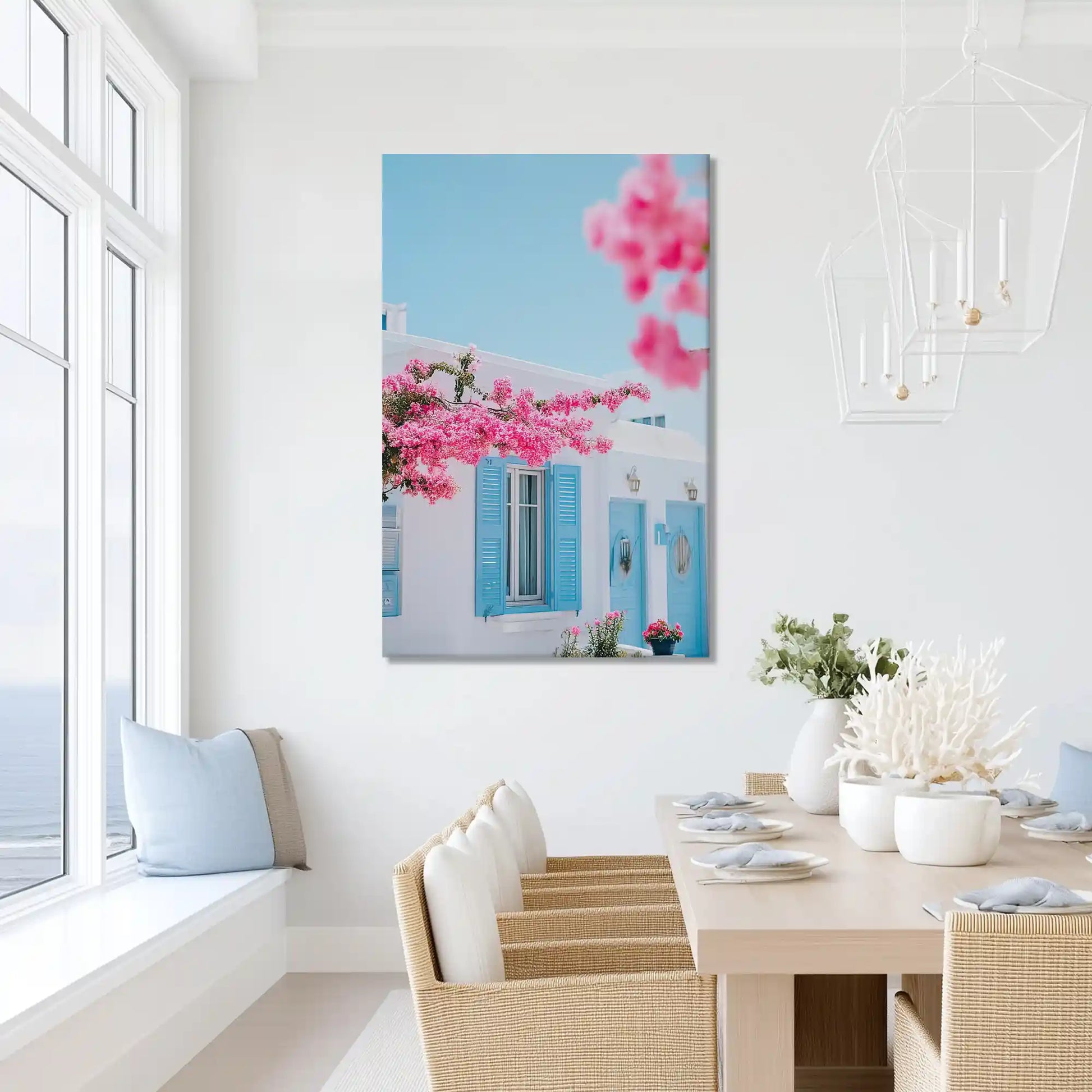 Oversized Mediterranean blooms canvas wall art for serene bathroom retreat