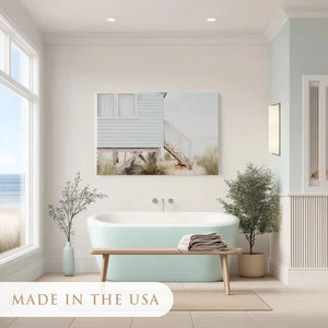 Tranquil cottage by dunes painting adding light coastal charm to living spaces