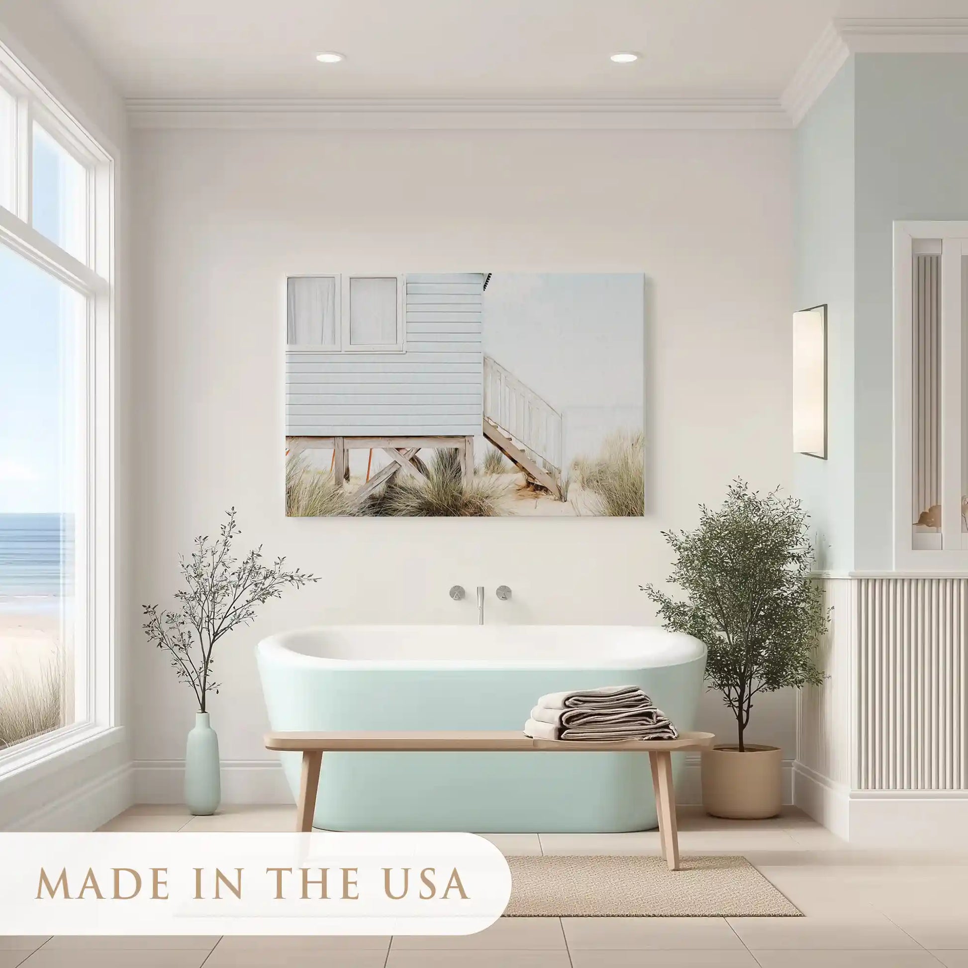 Tranquil cottage by dunes painting adding light coastal charm to living spaces