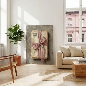 Modern canvas art with a nostalgic theme, featuring realistic textures and a romantic handwritten message.