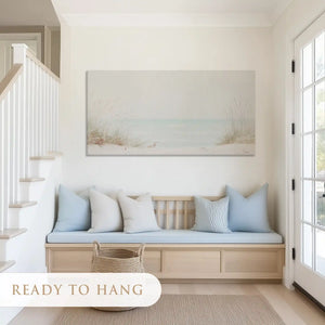 Large coastal canvas wall art designed for above couch centerpiece in airy coastal homes