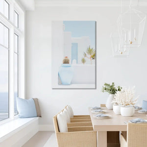 Oversized coastal cactus canvas print ideal for modern sunlit living room