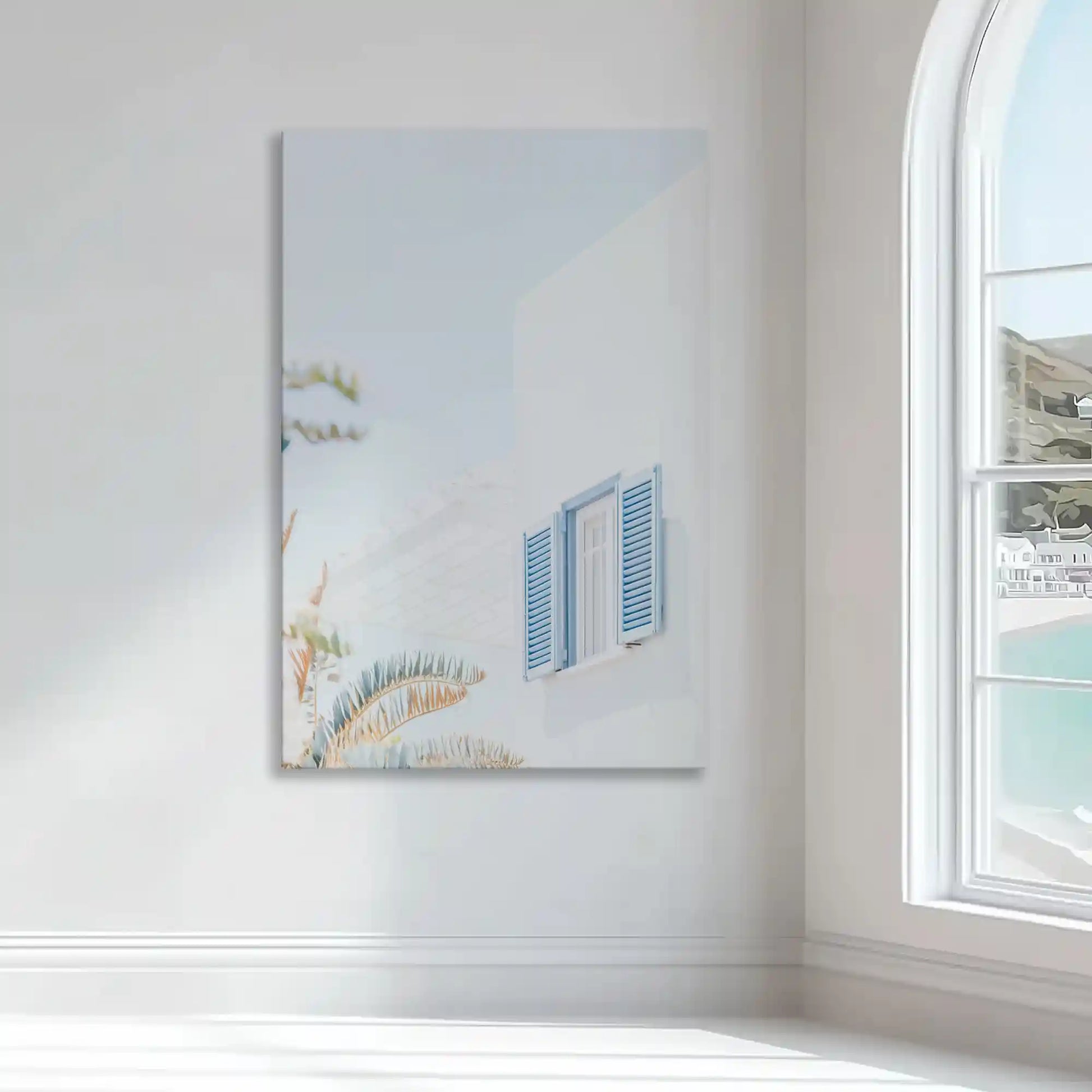 Soft pastel village wall decor bringing airy charm and seaside calm to modern interiors