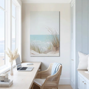 Extra large dune grass canvas wall art showcasing natural textures for bright coastal interiors