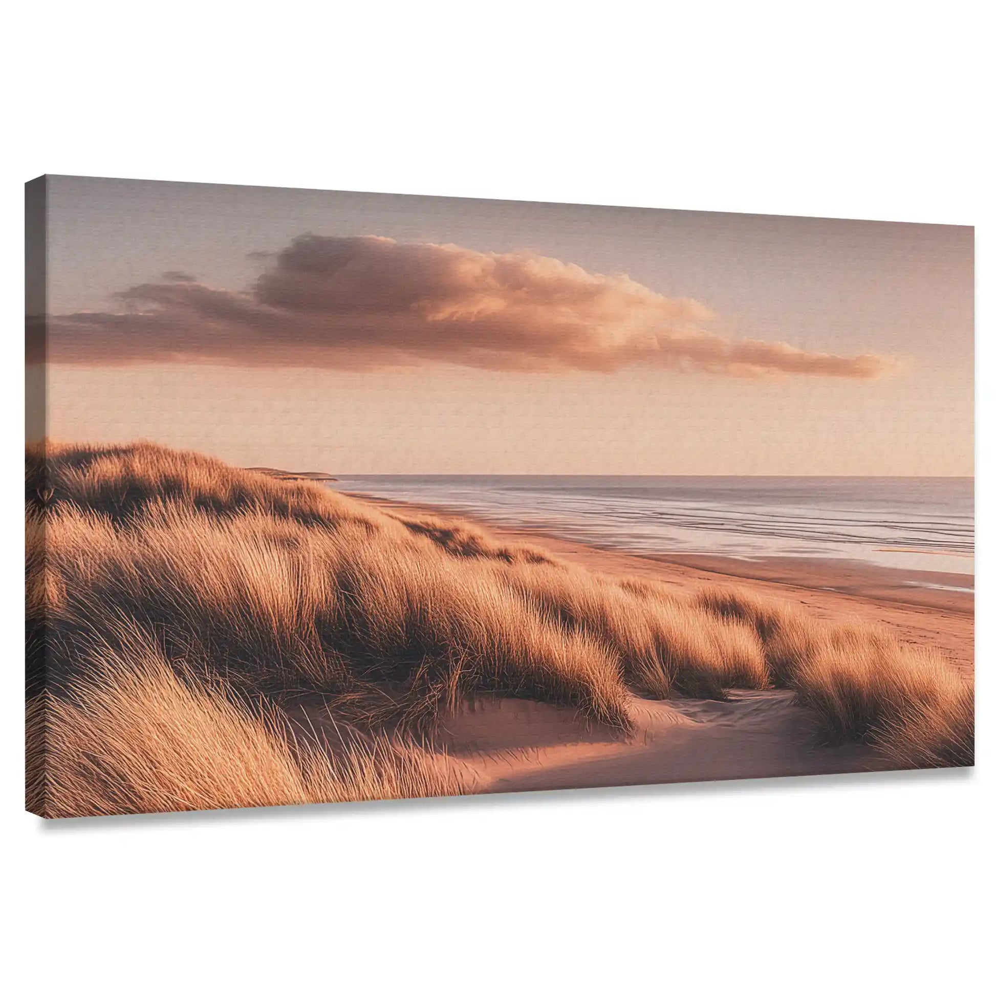Minimalist coastal dune canvas wall art for living room with warm beige tones