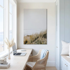 Neutral toned seagrass canvas print enhancing contemporary decor