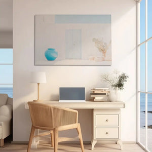 Oversized coastal architecture canvas print styled as natural wall decor for homes