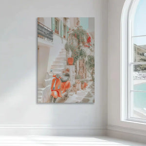 Soft pastel village street wall decor bringing charm and warm ambiance to modern interiors