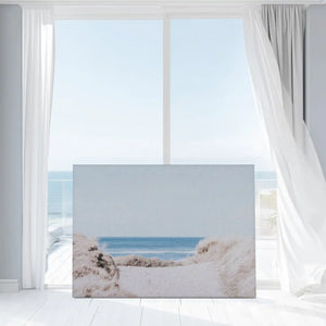 Cool pastel beach wall decor bringing calm and airy mood to modern interiors