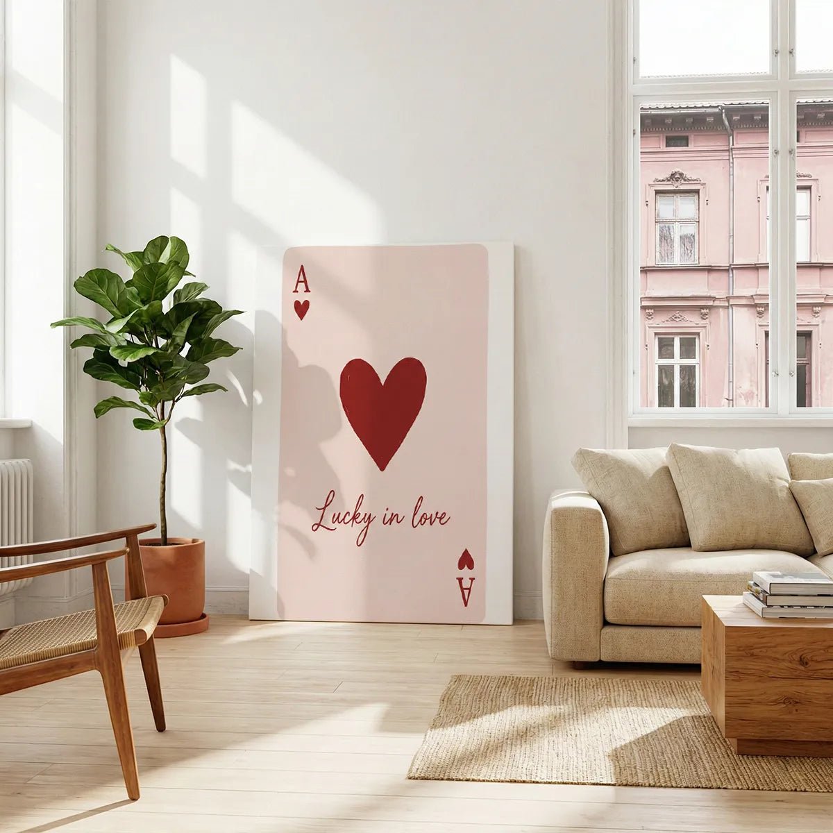 Modern canvas art showcasing a clean graphic heart and A design with soft contrast and centered alignment.