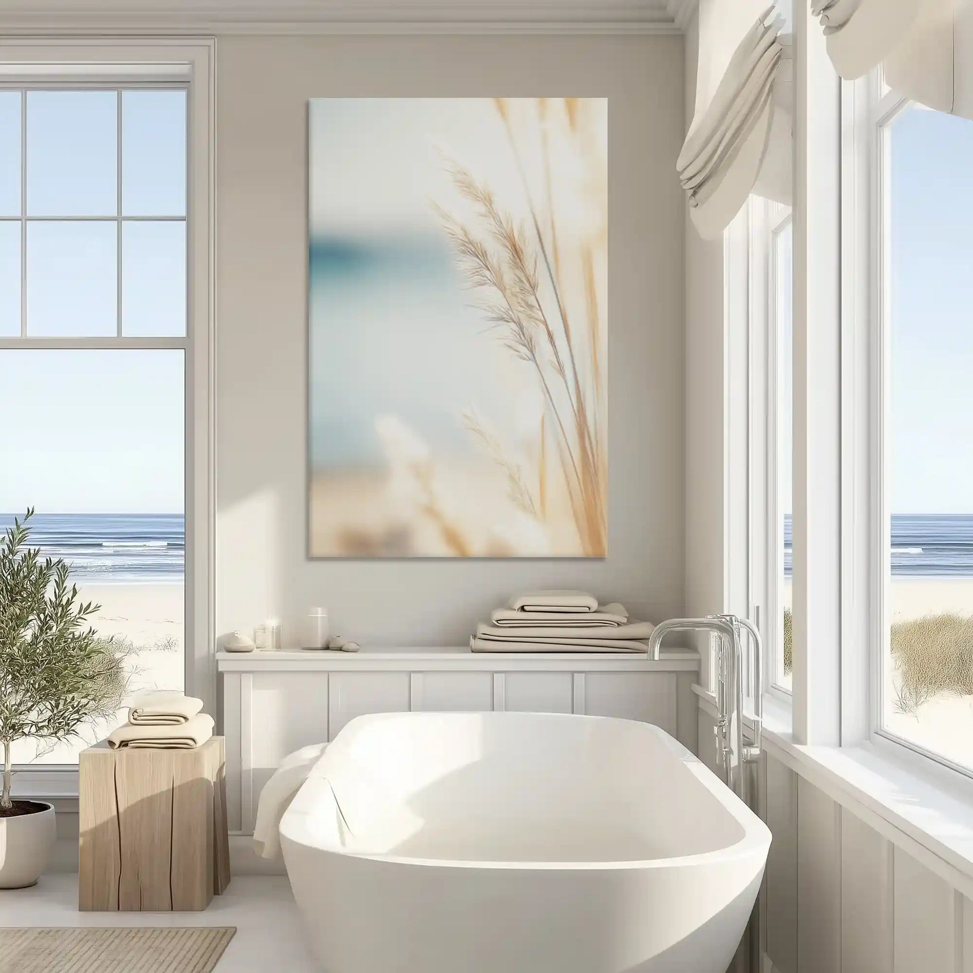 Serene beach grass painting enriching contemporary wall decor style