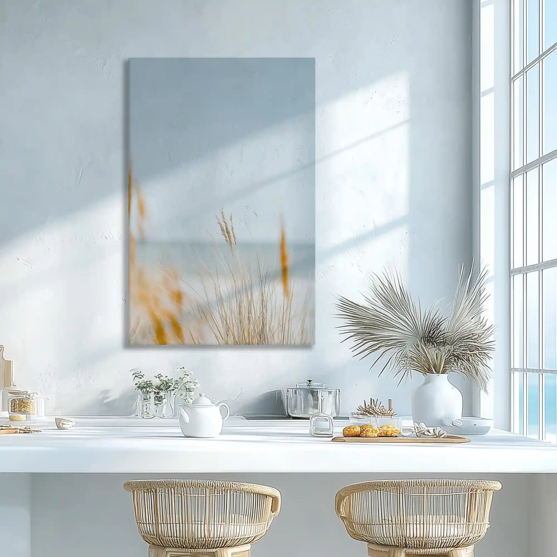 Soft shoreline reeds wall decor enhancing dining room spaces