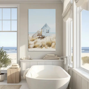 Serene seaside cottage painting enriching contemporary wall decor style