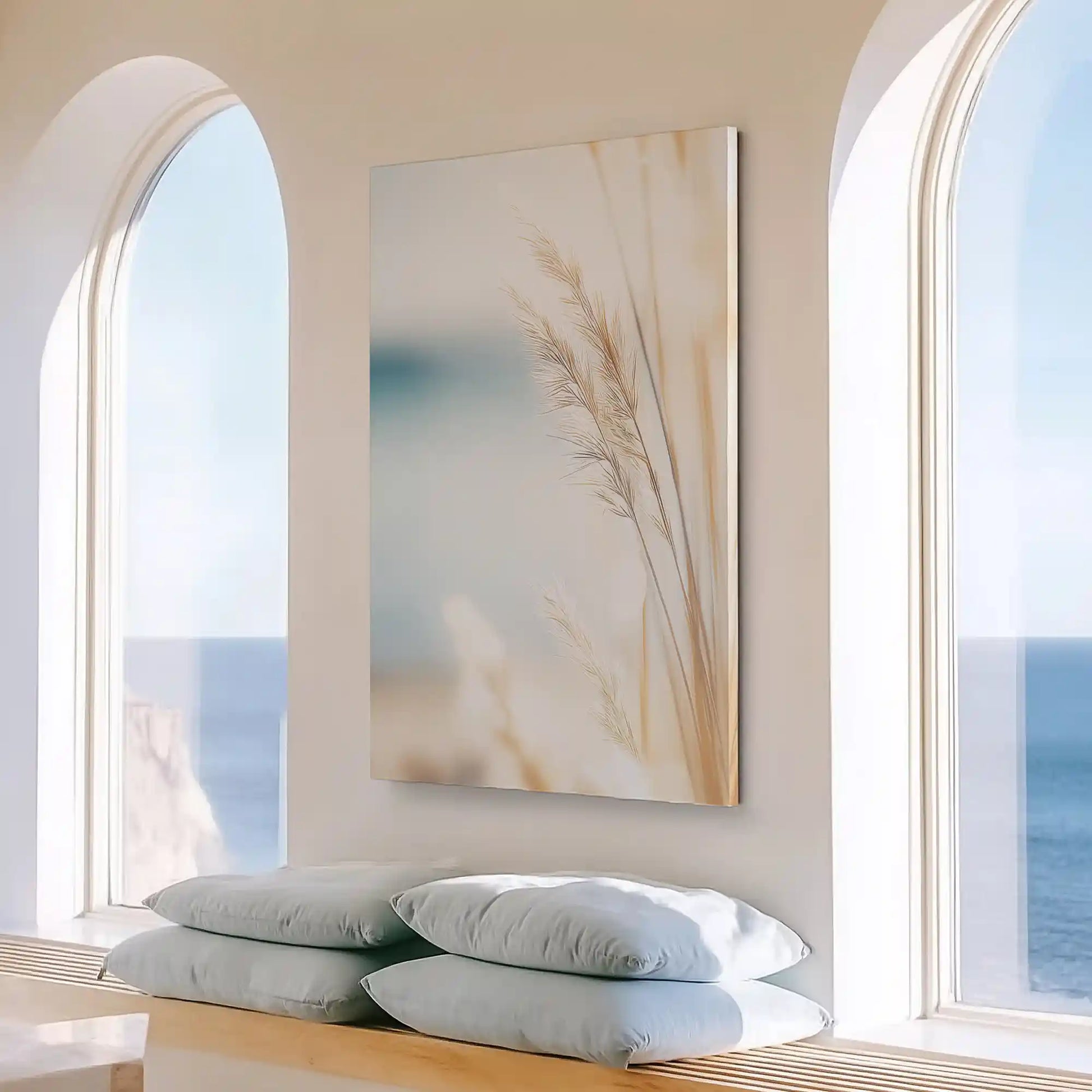 Large coastal grass painting perfect for above the sofa placement