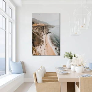Oversized sandy cliffs canvas wall art for calming bathroom retreat