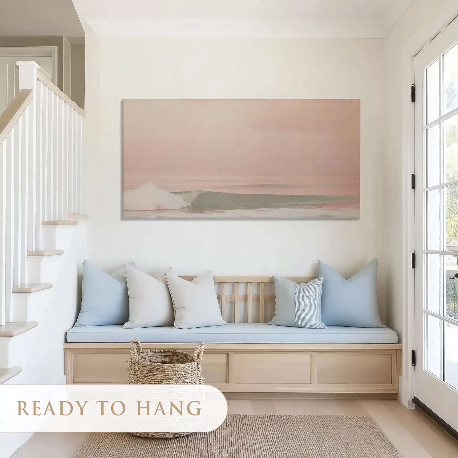 Calm pastel horizon canvas art with muted tones for airy and minimalist living rooms