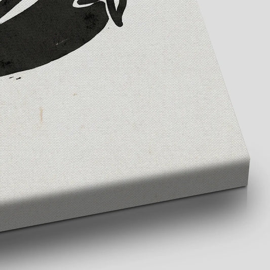 Minimalist canvas wall art with centered black typography and chili pepper graphic on a clean white background