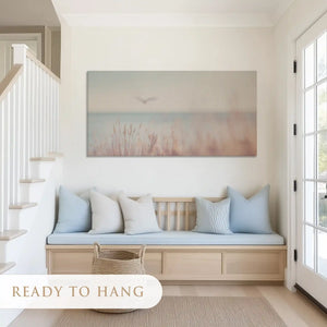 Textured grass by sea canvas art complementing light modern interiors