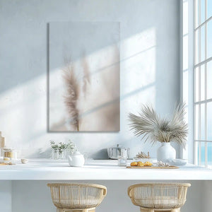 Soft neutral grass canvas print adding natural calm to coastal-inspired wall decor