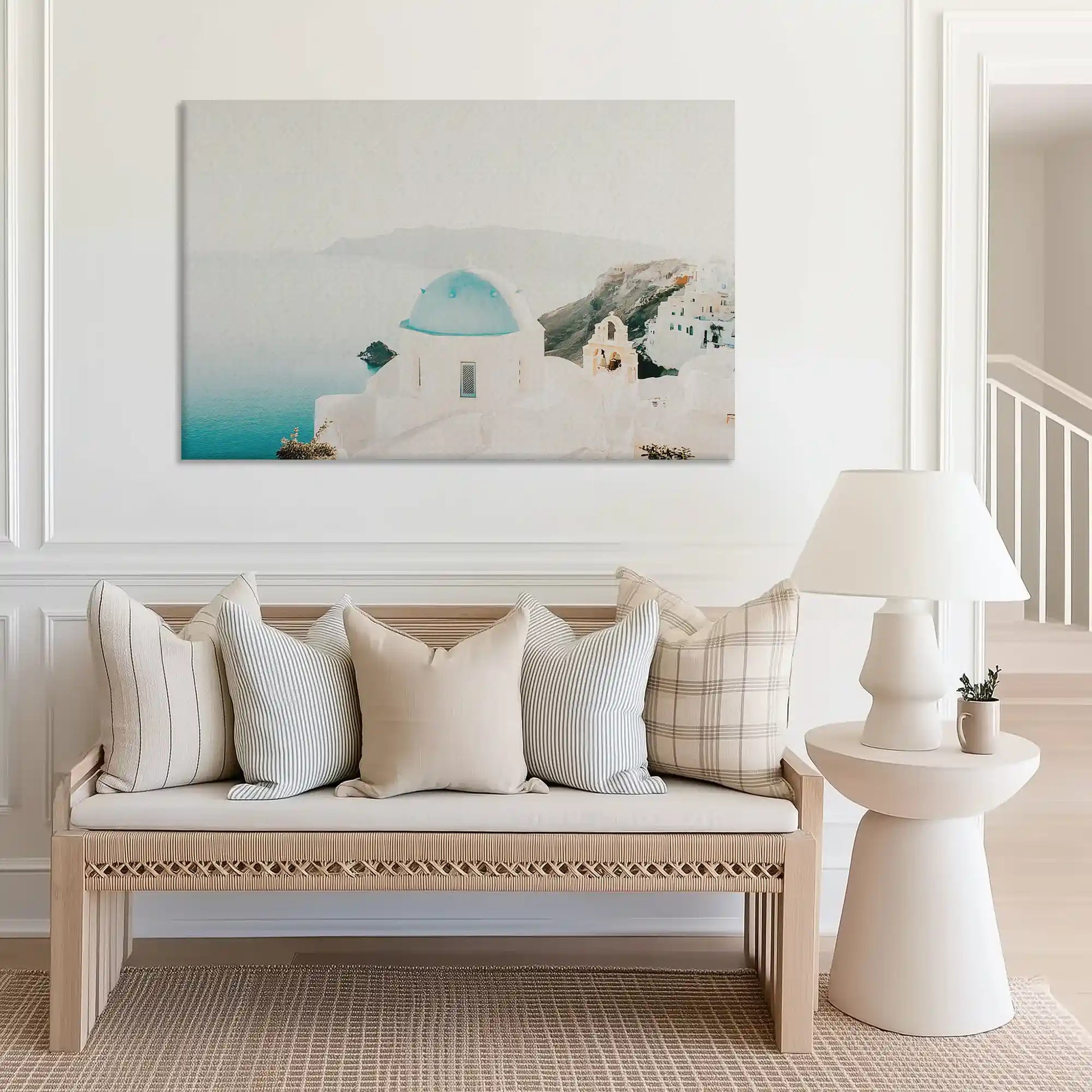 Large Mediterranean coastal painting perfect for bedroom wall placement