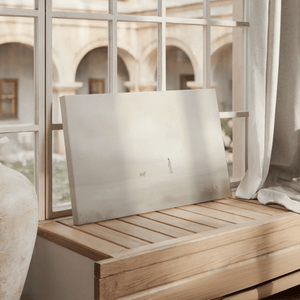 Parable of the lost sheep canvas print – Jesus leaves the 99 artwork in calming beige tones, perfect for faith-based home decor or meditation rooms