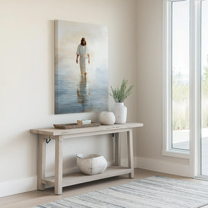 jesus walks on water painting, religious canvas art, contemporary christian artwork