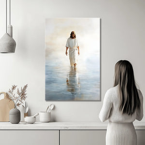 painting of jesus walking on water, christian canvas prints, framed christian artwork