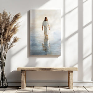 jesus walking on the water painting, framed christian art, religious wall prints