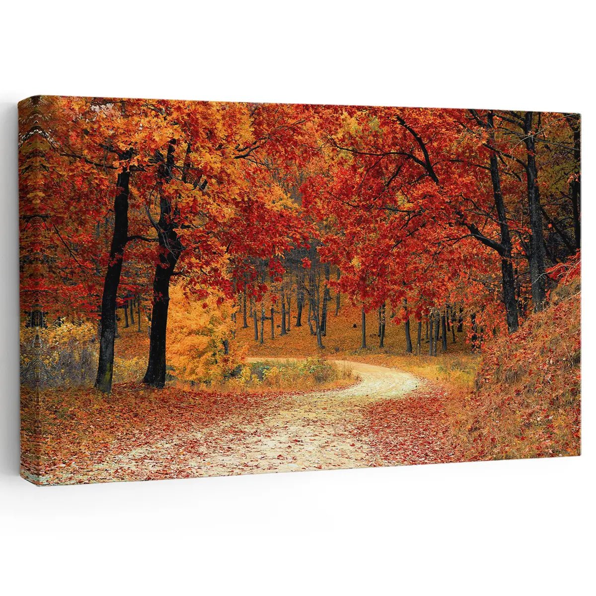 Large autumn forest canvas print for cozy living room wall decor
